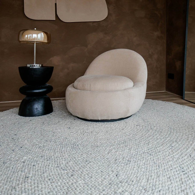 Rond Wollen Vloerkleed Palermo Beige/Grijs Eva Interior - Vloerkledenloods