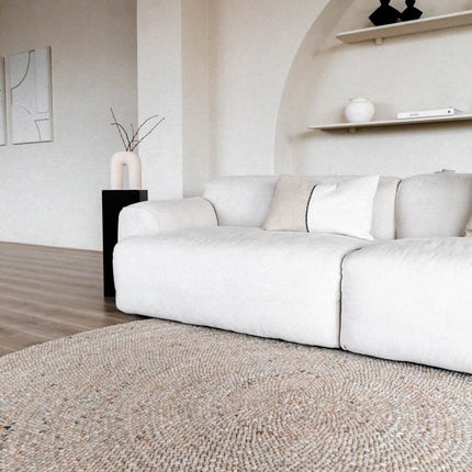 Rond Wollen Vloerkleed Palermo Beige/lichtbruin Eva Interior - Vloerkledenloods