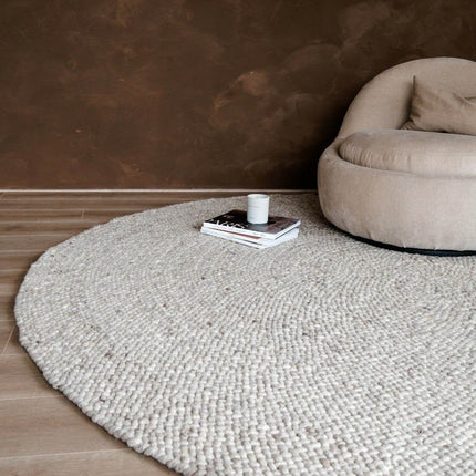 Rond Wollen Vloerkleed Palermo Beige/Taupe Eva Interior - Vloerkledenloods