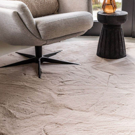 Rond Zacht Hoogpolig Vloerkleed Lux Beige / Taupe - Vloerkledenloods