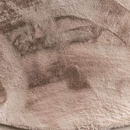 Rond Zacht Hoogpolig Vloerkleed Lux Beige / Taupe - Vloerkledenloods