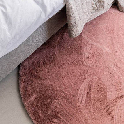 Rond Zacht Hoogpolig Vloerkleed Lux Oud Roze - Vloerkledenloods