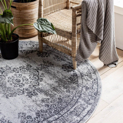 Vintage Vloerkleed Bloom rond - Grijs - EVA Interior - Vloerkledenloods