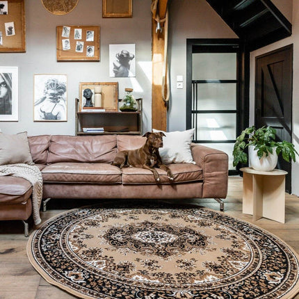 Vintage Vloerkleed Bruin Rond - Perzisch - Retro - Nain - Vloerkledenloods