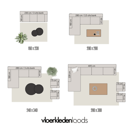 Vloerkleed Glymm Zand/Beige Wasbaar - Vloerkledenloods