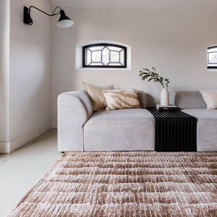 Vloerkleed Rectangle Bruin/Wit - Vloerkledenloods