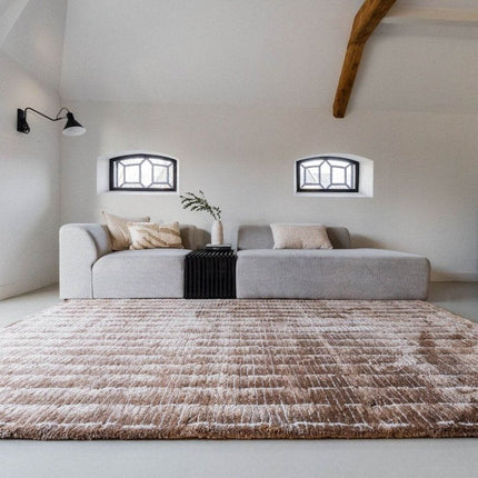 Vloerkleed Rectangle Bruin/Wit - Vloerkledenloods