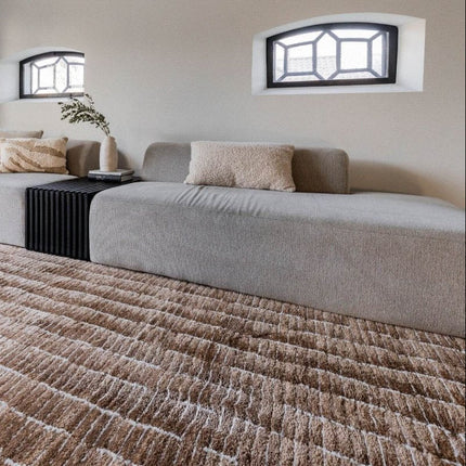 Vloerkleed Rectangle Bruin/Wit - Vloerkledenloods