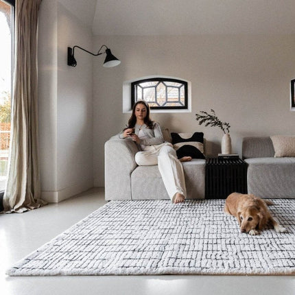 Vloerkleed Rectangle Creme wit/Zwart - Vloerkledenloods