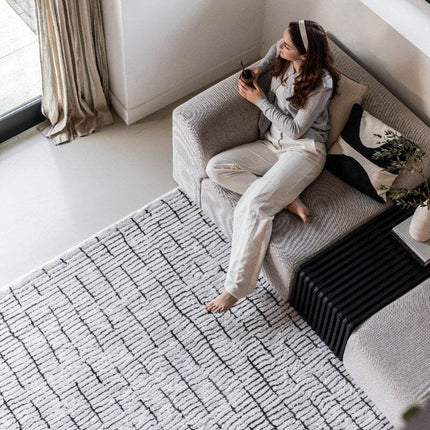 Vloerkleed Rectangle Creme wit/Zwart - Vloerkledenloods