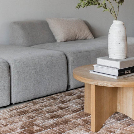 Vloerkleed Rectangle Edge Bruin/Wit - Vloerkledenloods
