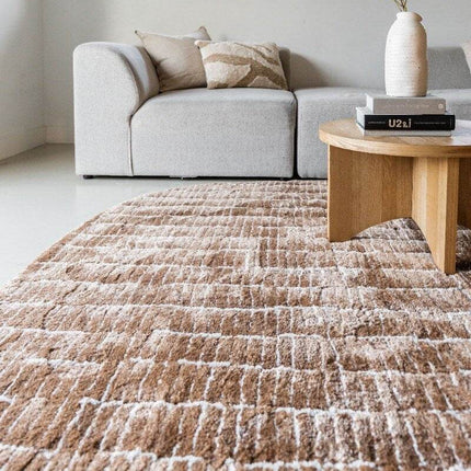 Vloerkleed Rectangle Edge Bruin/Wit - Vloerkledenloods