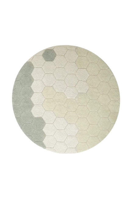 Wasbare vloerkleden - Lorena Canals wasbaar vloerkleed Round Honeycomb Blauw Salie - Vloerkledenloods
