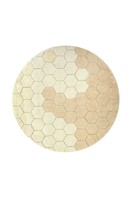 Wasbare vloerkleden - Lorena Canals wasbaar vloerkleed Round Honeycomb Golden - Vloerkledenloods