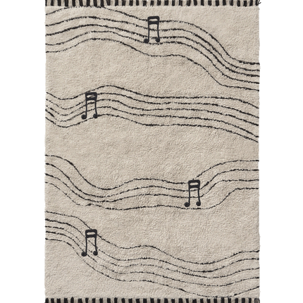Lorena Canals Kindervloerkleed wasbaar vloerkleed Musical Notes Natural Black