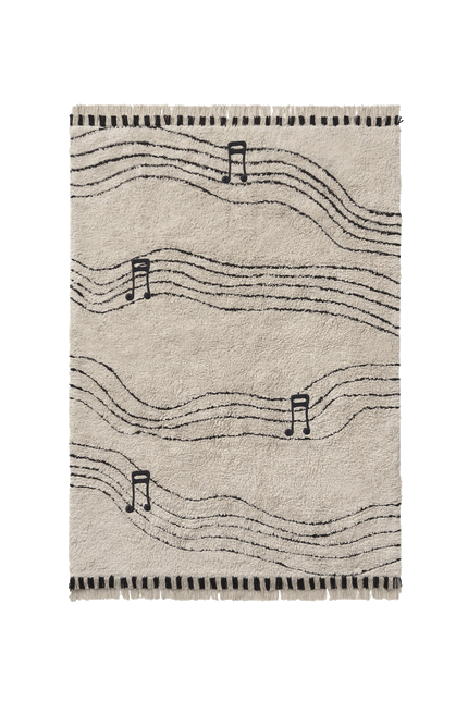 Lorena Canals Kindervloerkleed wasbaar vloerkleed Musical Notes Natural Black