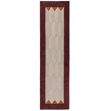 Wollen lopers - Flair Rugs wollen loper Apex Border Burgundy - Vloerkledenloods