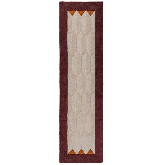 Wollen lopers - Flair Rugs wollen loper Apex Border Burgundy - Vloerkledenloods