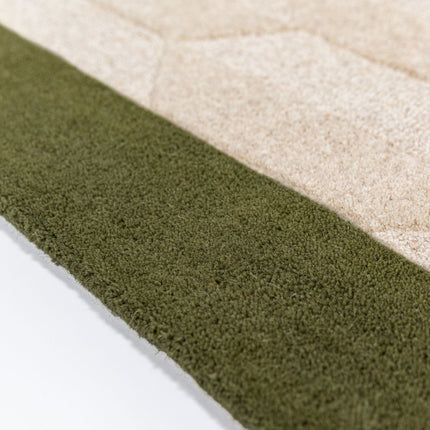 Wollen lopers - Flair Rugs wollen loper Apex Border Groen - Vloerkledenloods