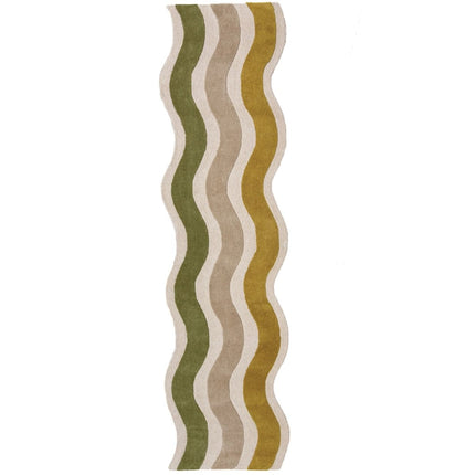Wollen lopers - Flair Rugs wollen loper Cascade Groen - Vloerkledenloods