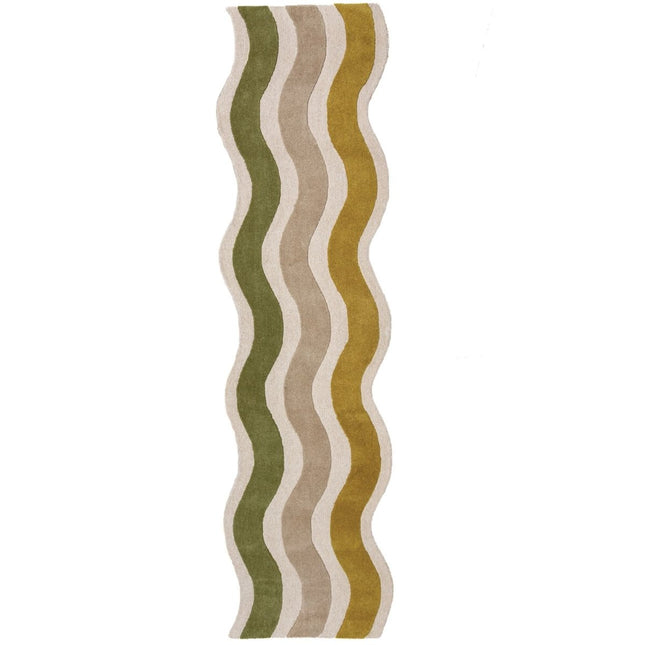 Wollen lopers - Flair Rugs wollen loper Cascade Groen - Vloerkledenloods
