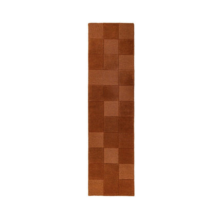 Wollen lopers - Flair Rugs wollen loper Checkerboard Terracotta - Vloerkledenloods