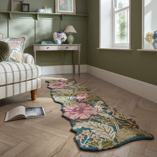 Wollen lopers - Flair Rugs wollen loper Daphne Shaped Floral Multicolor - Vloerkledenloods