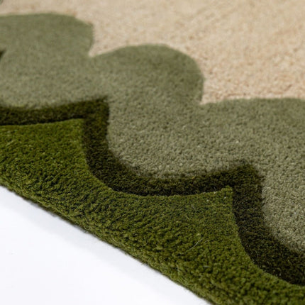 Wollen lopers - Flair Rugs wollen loper Wiggle Olive Green - Vloerkledenloods