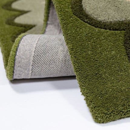 Wollen lopers - Flair Rugs wollen loper Wiggle Olive Green - Vloerkledenloods