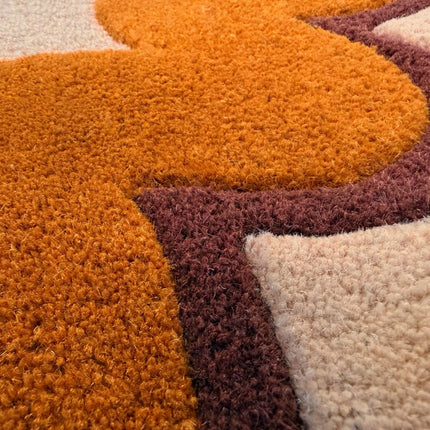 Wollen lopers - Flair Rugs wollen loper Wiggle Oranje - Vloerkledenloods
