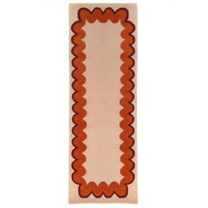 Wollen lopers - Flair Rugs wollen loper Wiggle Oranje - Vloerkledenloods