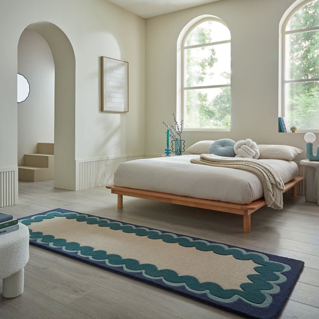 Wollen lopers - Flair Rugs wollen loper Wiggle Teal - Vloerkledenloods