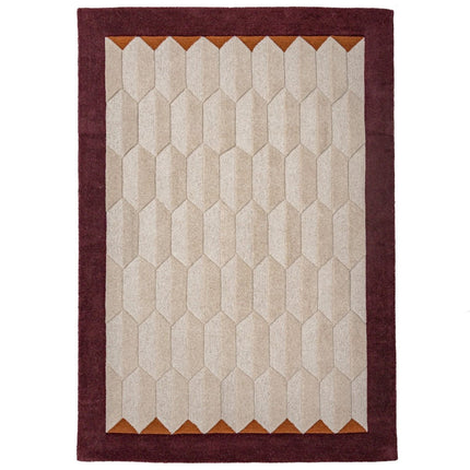 Wollen vloerkleden - Flair Rugs wollen vloerkleed Apex Border Burgundy - Vloerkledenloods