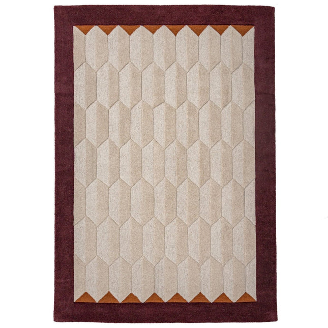 Wollen vloerkleden - Flair Rugs wollen vloerkleed Apex Border Burgundy - Vloerkledenloods