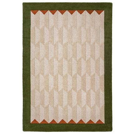 Wollen vloerkleden - Flair Rugs wollen vloerkleed Apex Border Groen - Vloerkledenloods