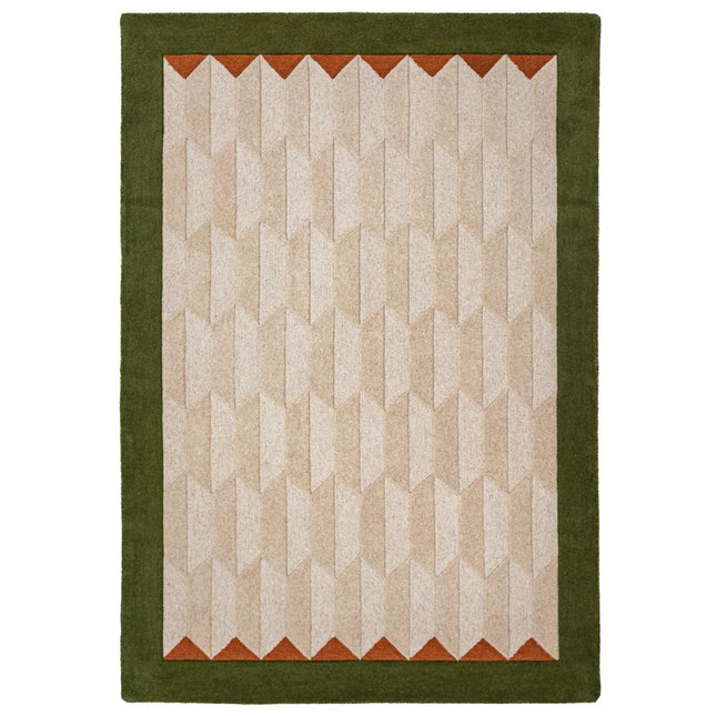 Wollen vloerkleden - Flair Rugs wollen vloerkleed Apex Border Groen - Vloerkledenloods