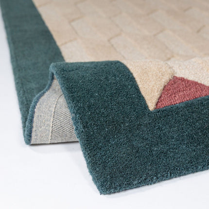 Wollen vloerkleden - Flair Rugs wollen vloerkleed Apex Border Teal - Vloerkledenloods