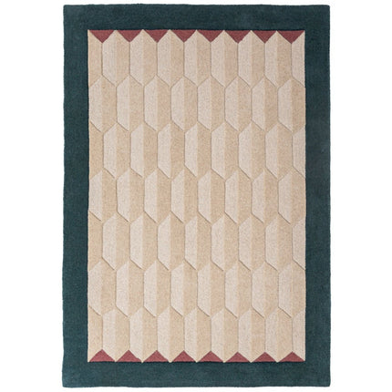Wollen vloerkleden - Flair Rugs wollen vloerkleed Apex Border Teal - Vloerkledenloods