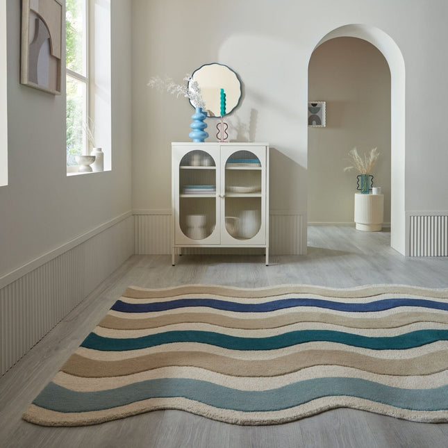 Wollen vloerkleden - Flair Rugs wollen vloerkleed Cascade Blauw - Vloerkledenloods