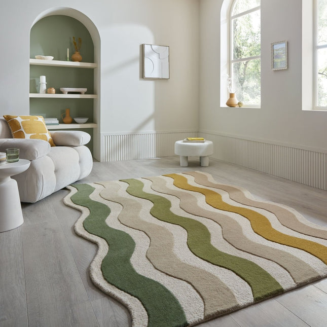 Wollen vloerkleden - Flair Rugs wollen vloerkleed Cascade Groen - Vloerkledenloods