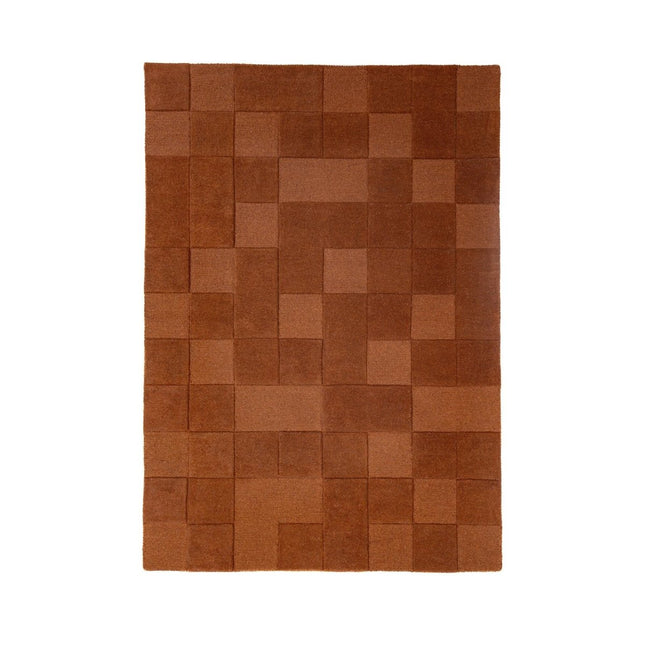 Wollen vloerkleden - Flair Rugs wollen vloerkleed Checkerboard Terracotta - Vloerkledenloods