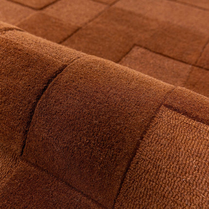 Wollen vloerkleden - Flair Rugs wollen vloerkleed Checkerboard Terracotta - Vloerkledenloods