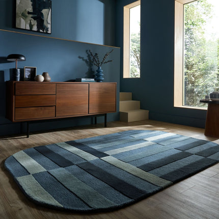Wollen vloerkleden - Flair Rugs wollen vloerkleed Eldon Blauw - Vloerkledenloods