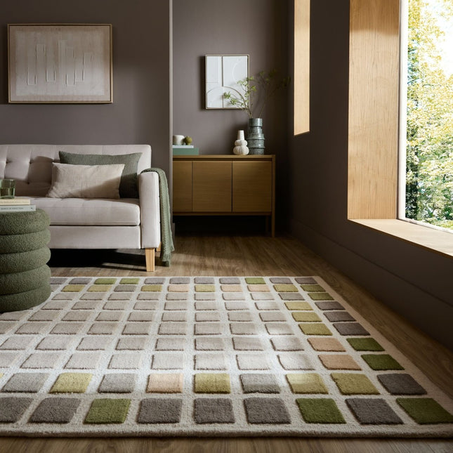 Wollen vloerkleden - Flair Rugs wollen vloerkleed Renga Groen - Vloerkledenloods