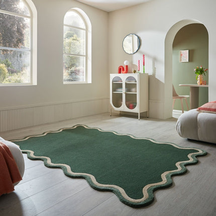 Wollen vloerkleden - Flair Rugs wollen vloerkleed Rivo Groen - Vloerkledenloods