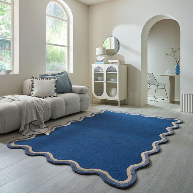 Wollen vloerkleden - Flair Rugs wollen vloerkleed Rivo Navy - Vloerkledenloods