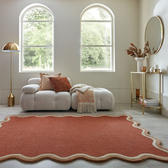 Wollen vloerkleden - Flair Rugs wollen vloerkleed Rivo Terracotta - Vloerkledenloods