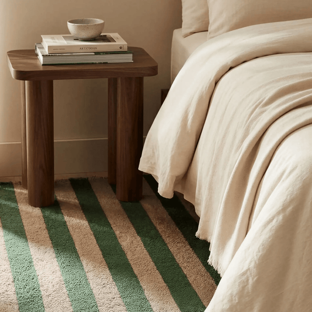 Wollen Vloerkleden - Lorena Canals Cabana Lines wollen vloerkleed Stripes Duck Green/Roze - Vloerkledenloods