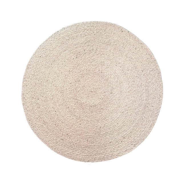Wollen Vloerkleden - Rond Wollen Vloerkleed Palermo Beige/Grijs Eva Interior - Vloerkledenloods