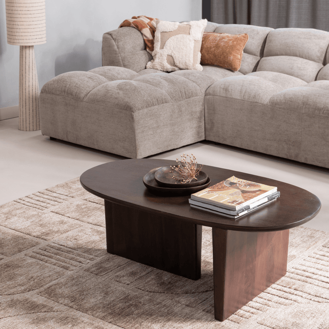 Wollen Vloerkleden - Woood vloerkleed Lovi Polyester/katoen Taupe 170x240cm - Vloerkledenloods